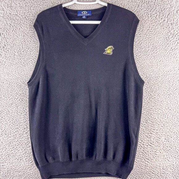 App State Mountaineers Sweater Vest Mens Medium Black Golf Golfer Appalachian NC - Picture 1 of 10